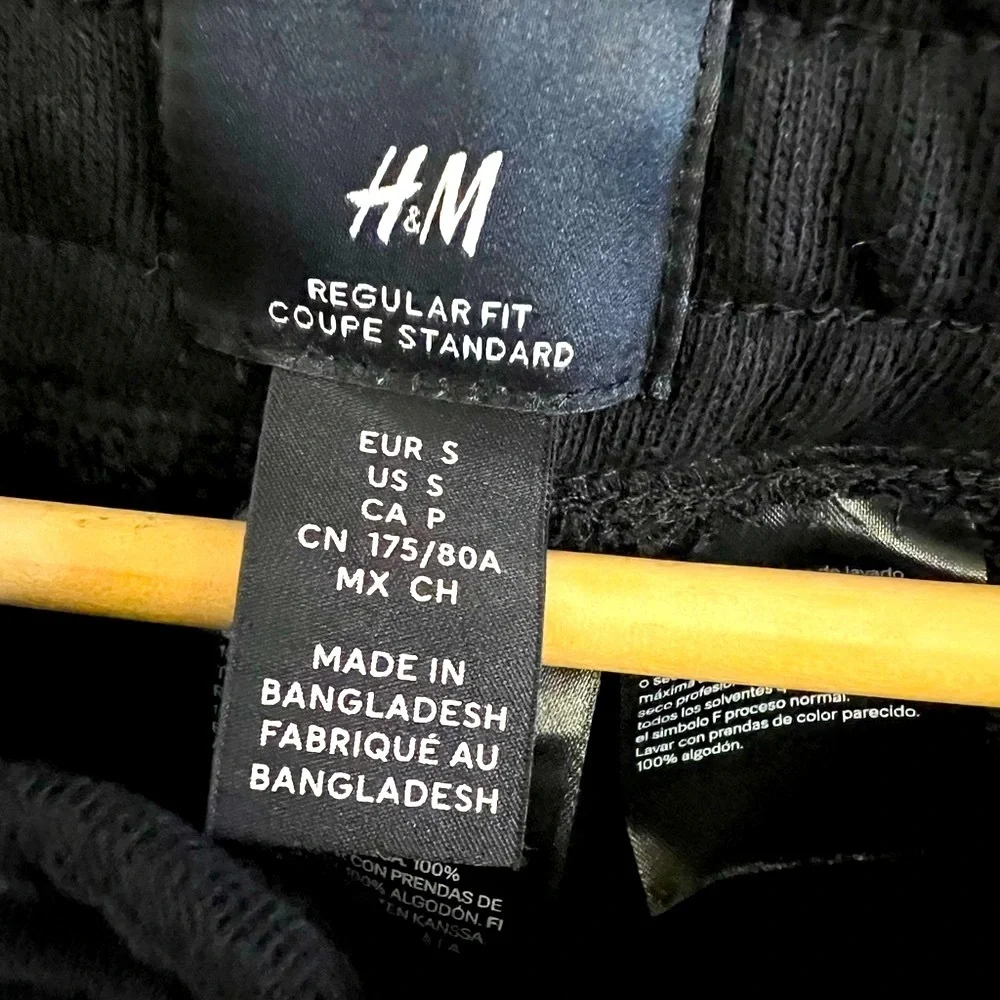 H&M Black Joggers with Tapered Ankle and Elastic Waistband